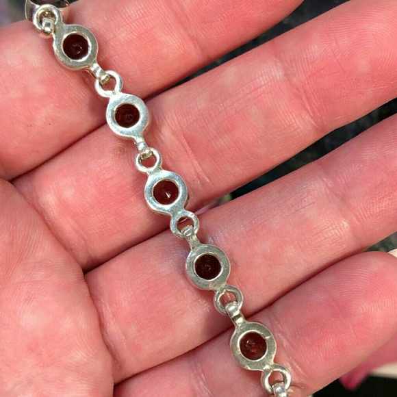 Petite Garnet Bracelet *NEW* 925 Sterling Silver - Picture 3 of 4
